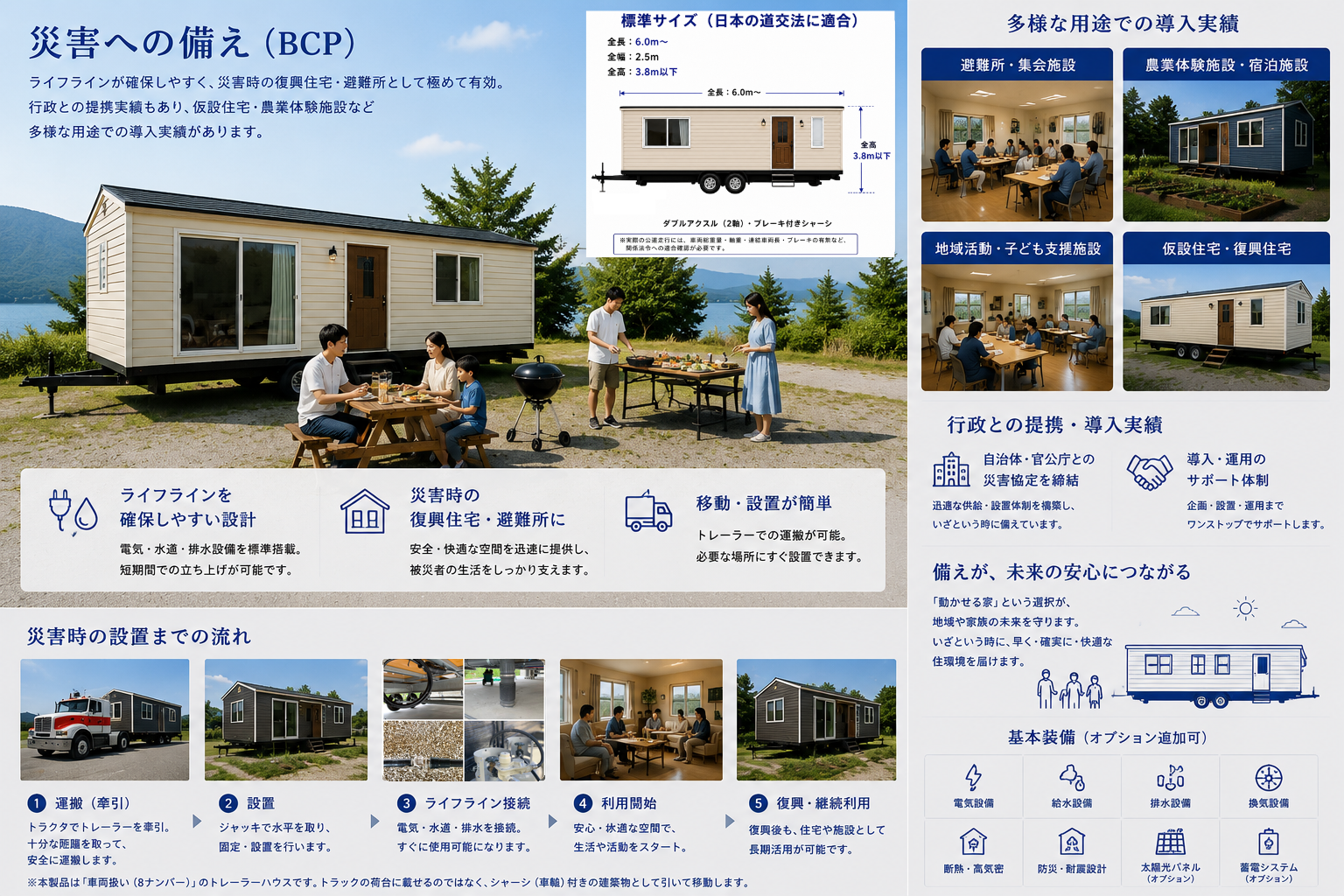 トレーラーハウスの災害時の活用（BCP）のイメージ